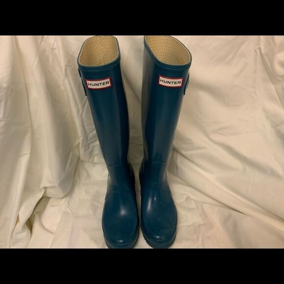 Hunter W23616 Unisex Original Gloss Blue Rain Boots US 7M/8F  FX 0713 - Picture 3 of 11